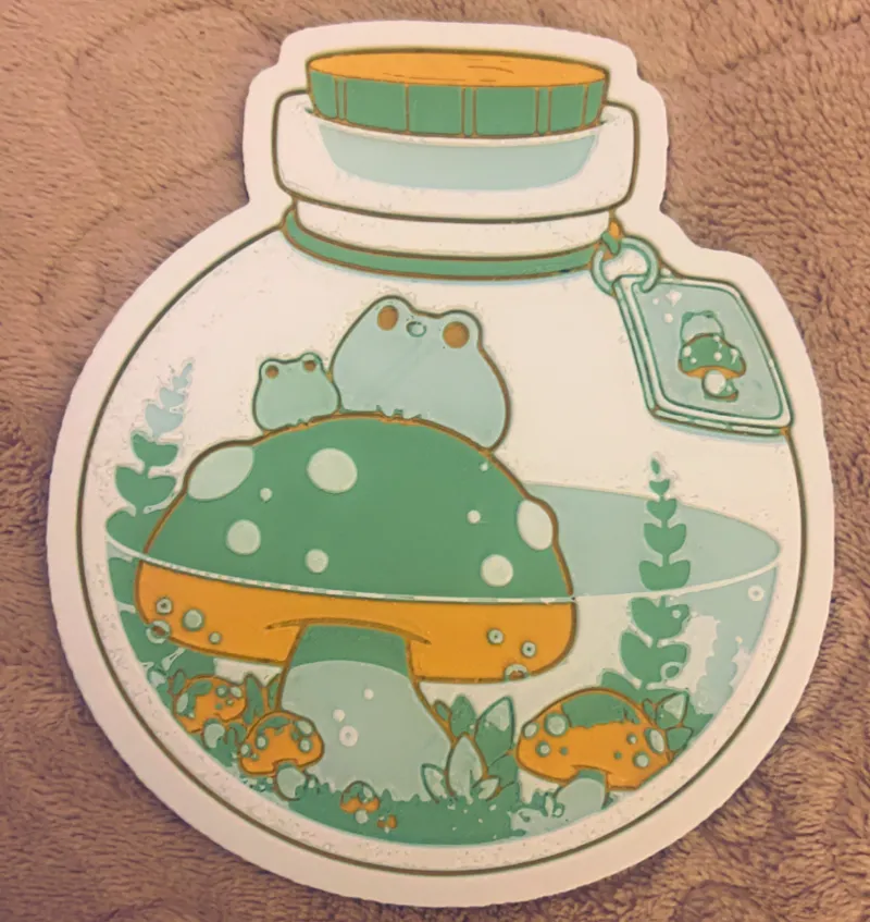 Cute Kawaii Frog Mushroom Jar