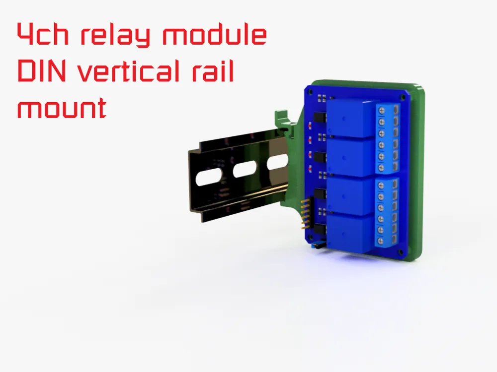 4 ch relay module DIN vertical rail mount by MB-3D Project - MakerWorld