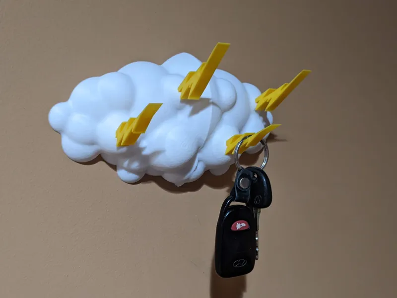 Cloud Lightning Keychain Holder