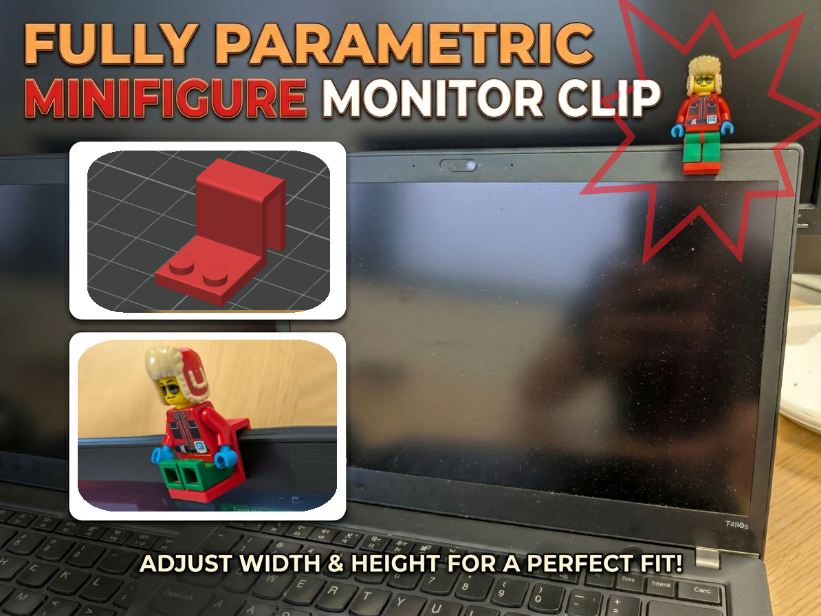 Minifigure monitor stand - parametric