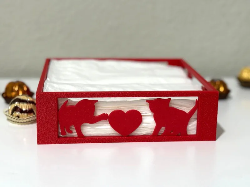 Napkin Holder - Kittens Valentine's edition