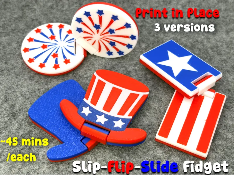 Patriotic Slider + Flip Fidget Toys (Quick Print)