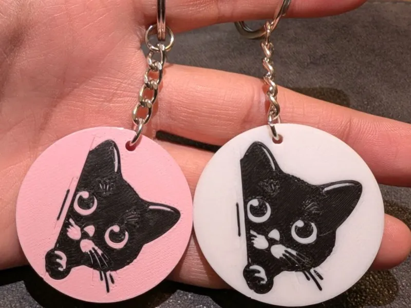 Peeking Cat Keychain – Dual Color AMS fasr Print