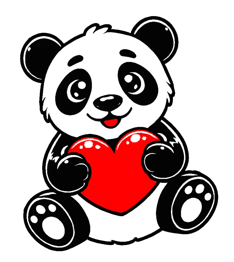 Panda with hearth