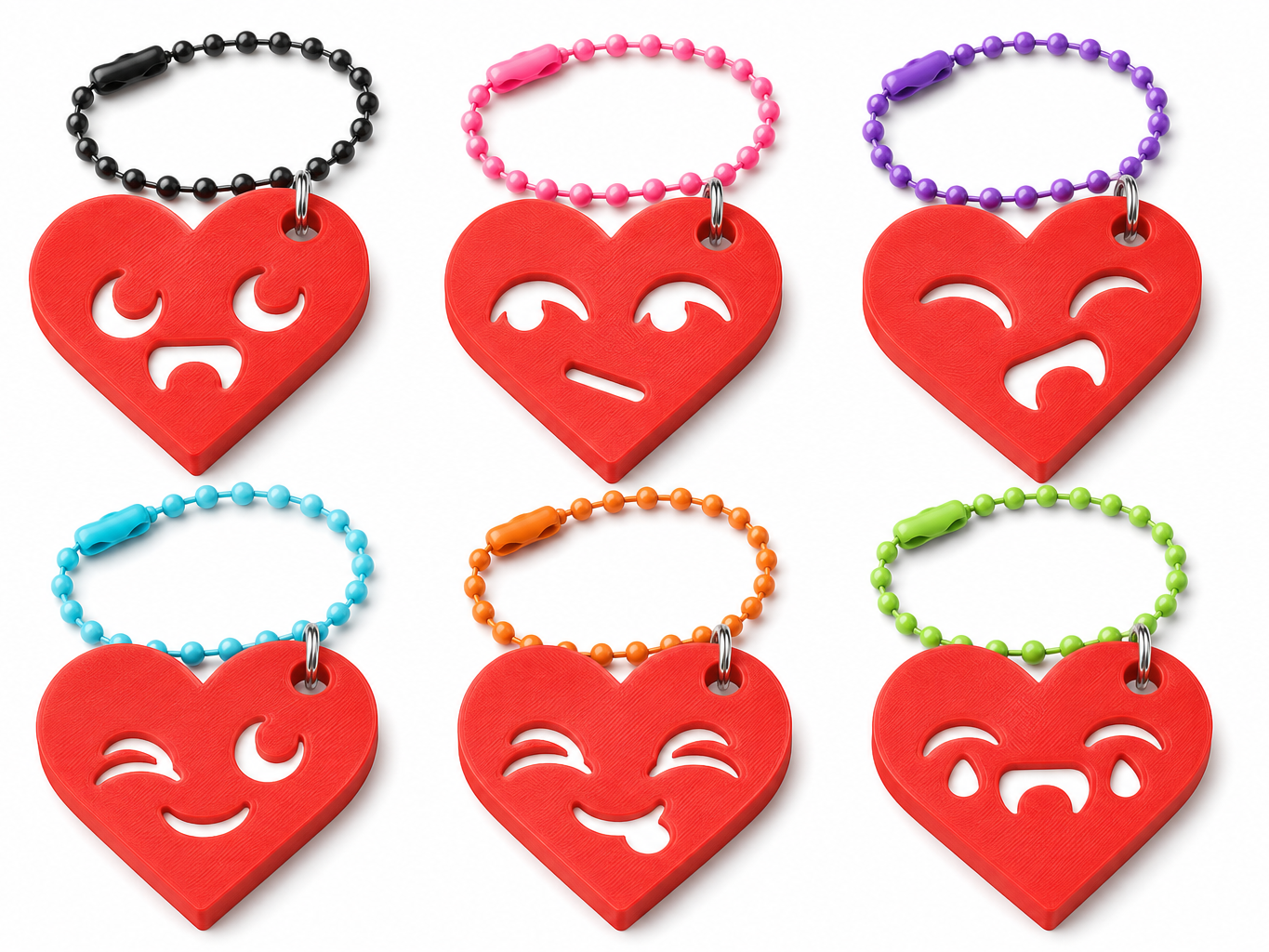 Happy Heart Keychains (Set of 6)