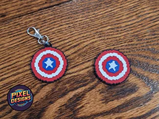 Captain America Shield Pixel Art with Keychain