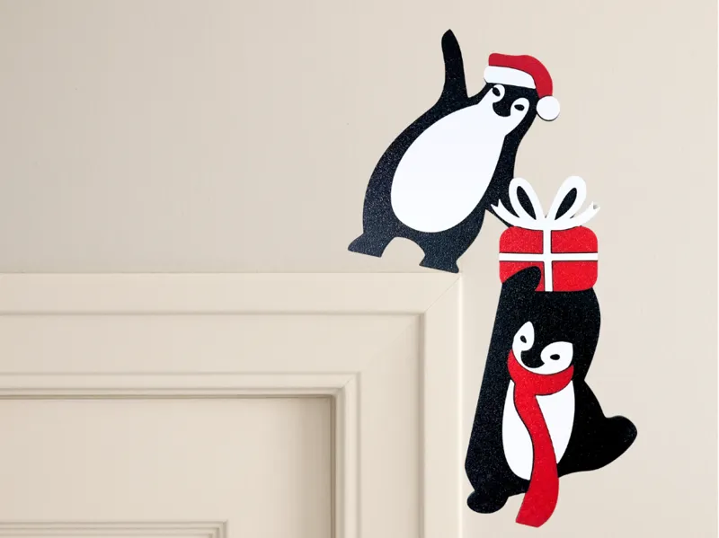 CHRISTMAS PENGUINS DOOR CORNER / DOOR TOPPER