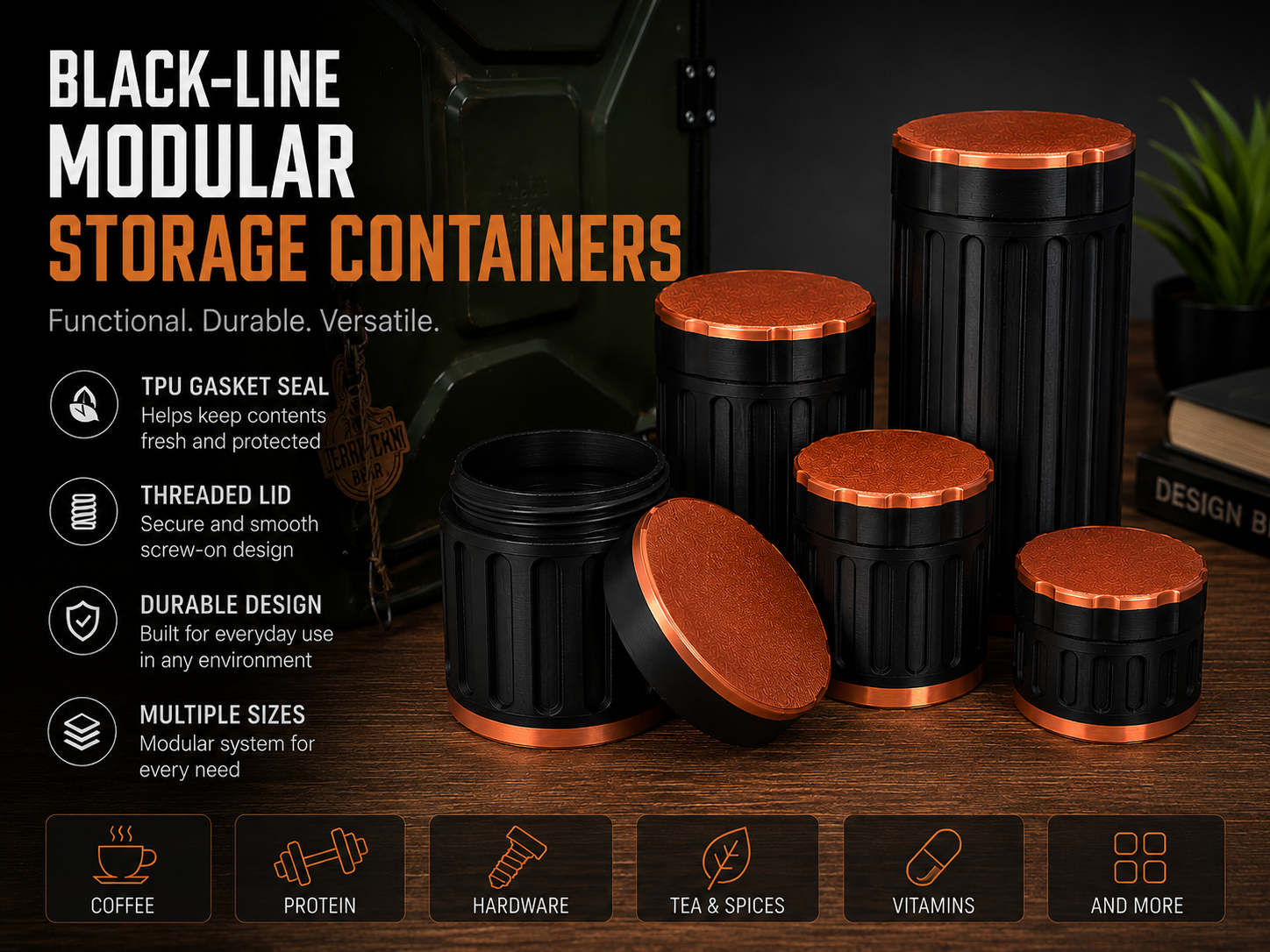 Black-Line Storage Containers