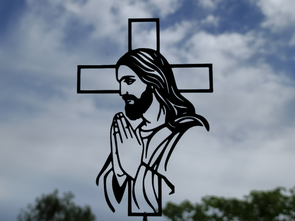 Praying Jesus Cross 2D Wall Art | Christian Decor