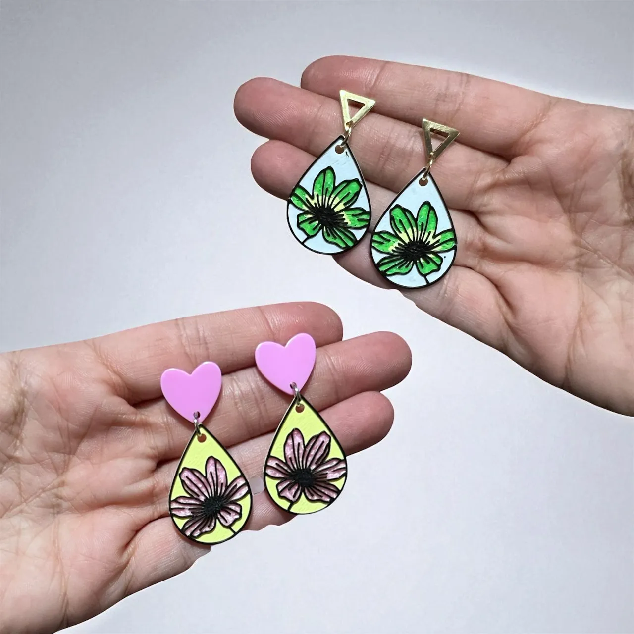 Pendientes flor en gota view 2