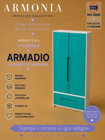 Dije o accesorio de collar: Armadio Cameretta Moderna – Miniatura 1:12 — vista de referencia 2