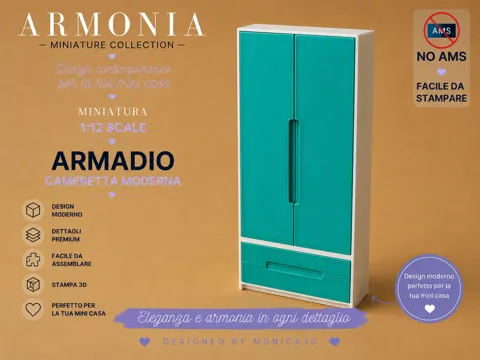 Dije o accesorio de collar: Armadio Cameretta Moderna – Miniatura 1:12 — referencia de MakerWorld
