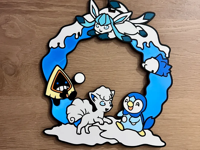Pokémon Winter Wreath with Piplup, Vulpix, Glaceon