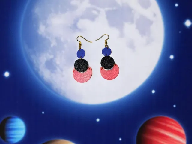 Moon and planets earrings