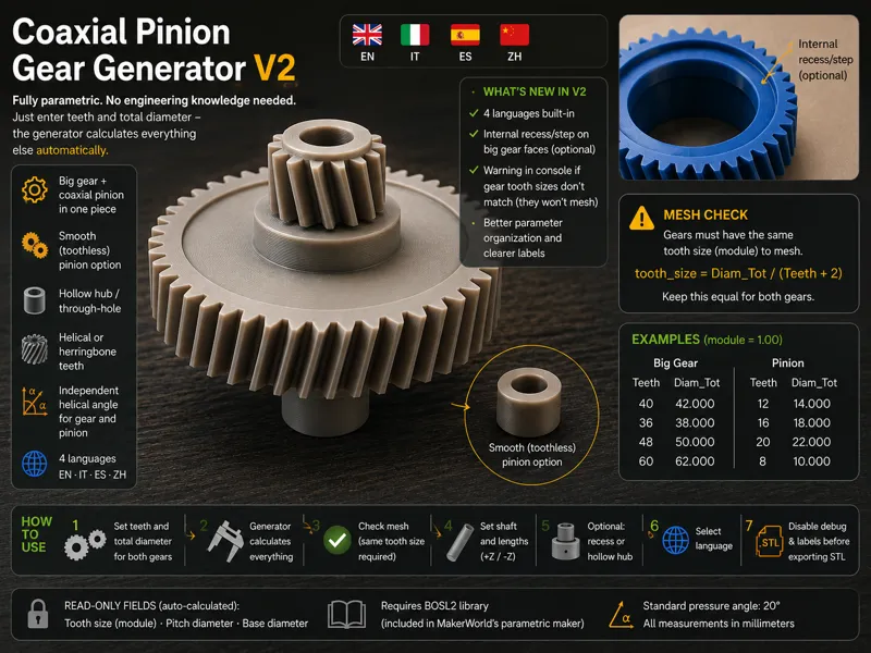 Coaxial Pinion Gear Generator V2