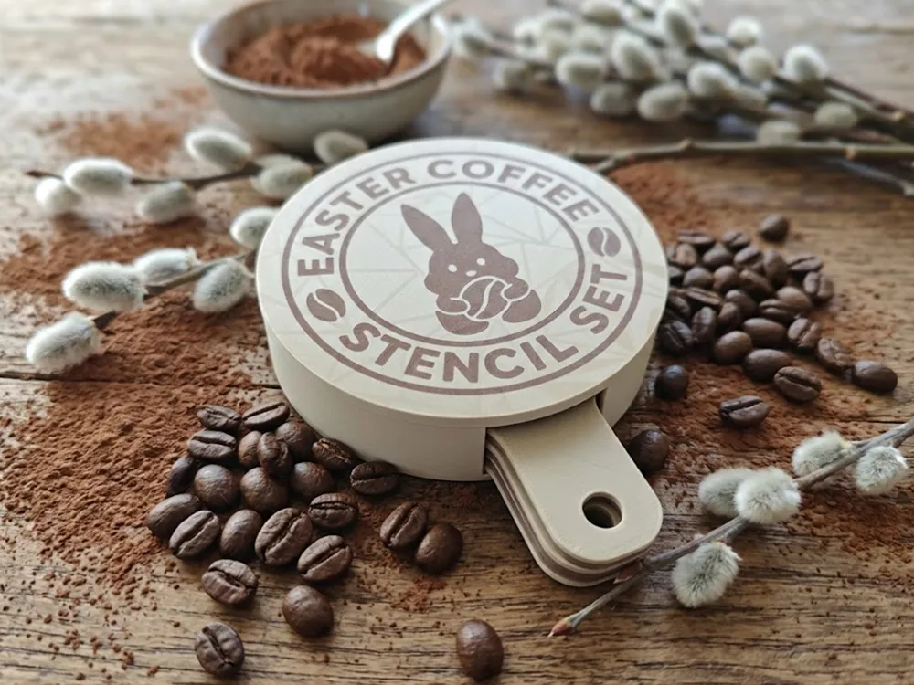 Easter Coffee/Cappuccino Stencil Set - Free 3D Print Model - MakerWorld