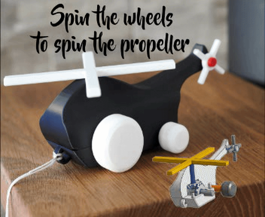Pull String Helicopter Toy