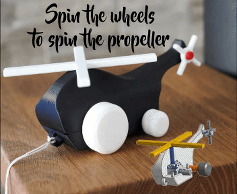 Pull String Helicopter Toy