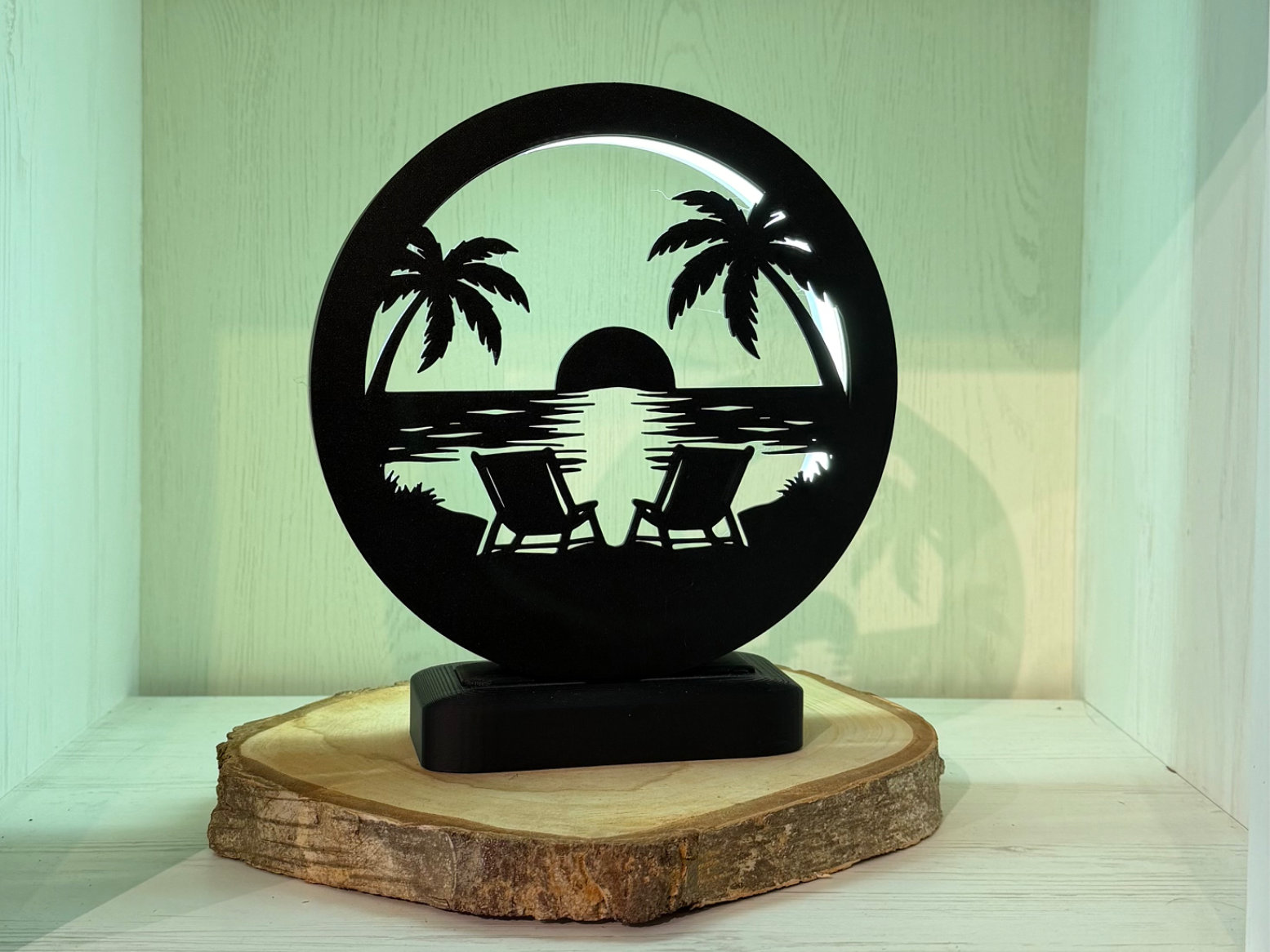 LED Ring Lampe v3 Rahmen mit Sonnenuntergang Motiv