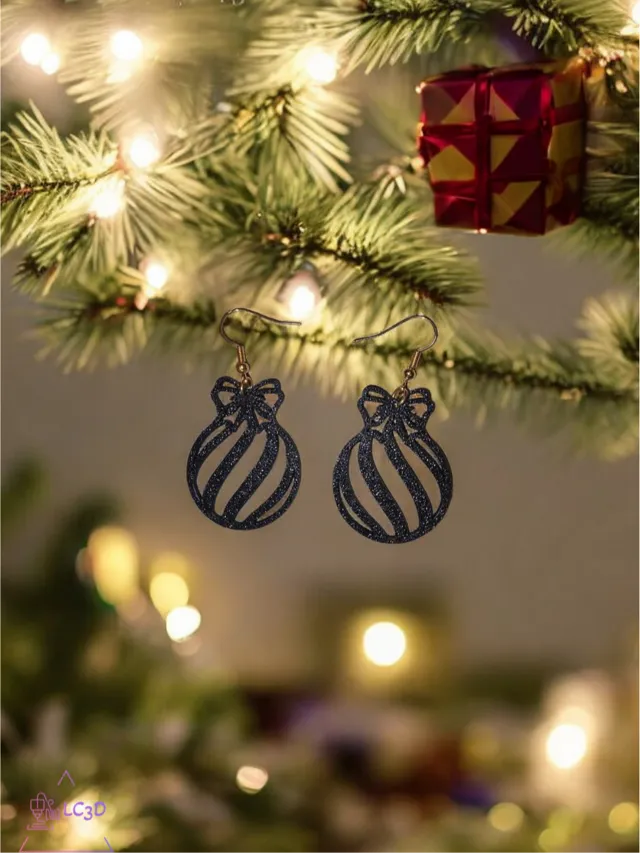 Black Christmas ball earrings