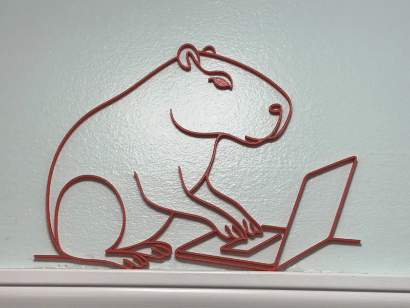 Capybara on a Laptop A LappyTopBara Wall Line Art