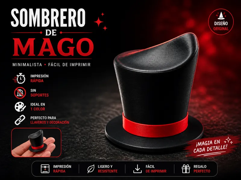 Sombrero de Mago Minimalista (Easy Print)