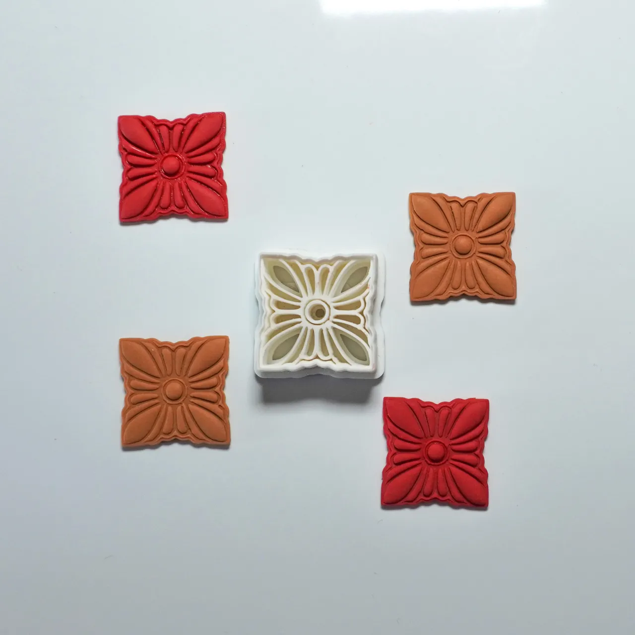 Ornamental Square Polymer Clay Cutter Earrings view 3