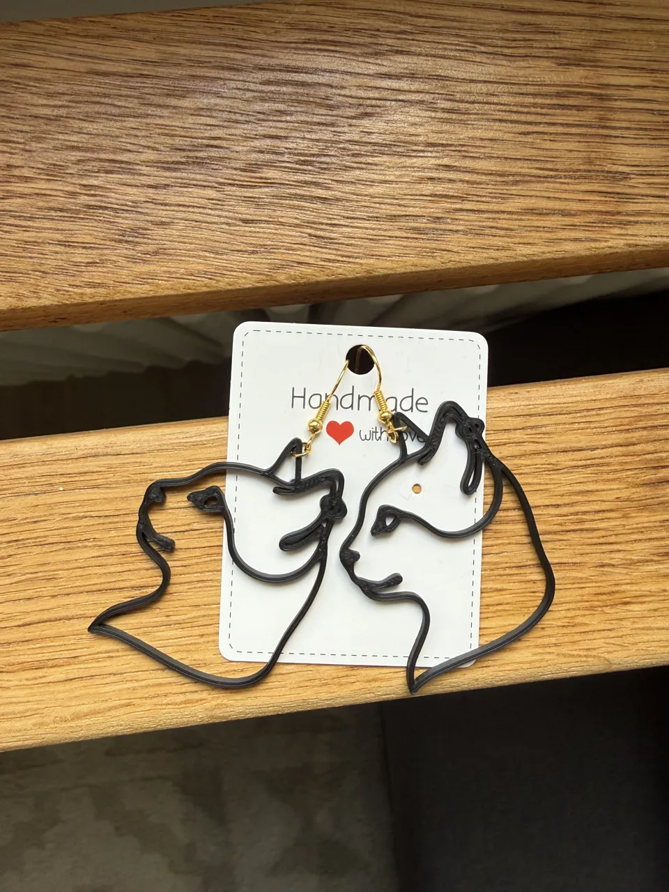 Minimalist Cat Line Art Earrings – Quick print view 2