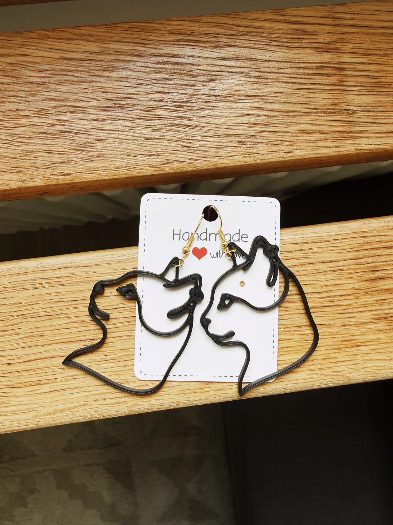 Minimalist Cat Line Art Earrings – Quick print view 3
