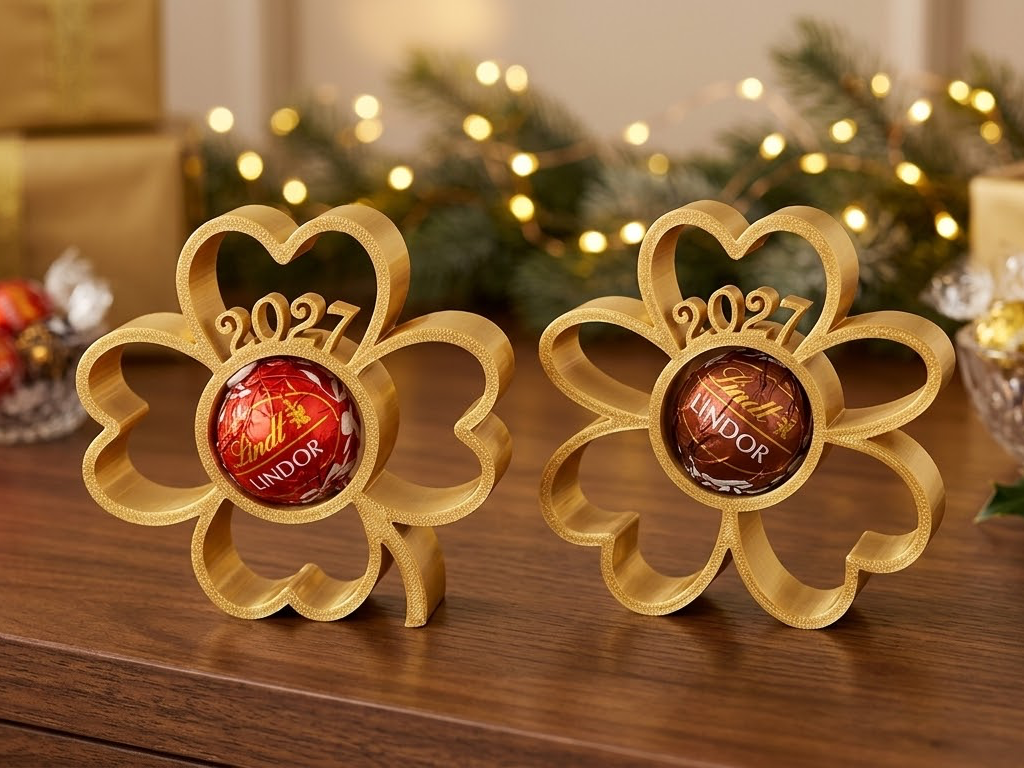 Kleeblatt-Silvesterdeko mit Lindor-Halter & "2027" - 1