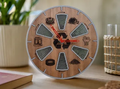 Wall Clock Filament Spool with Recycling Cycle