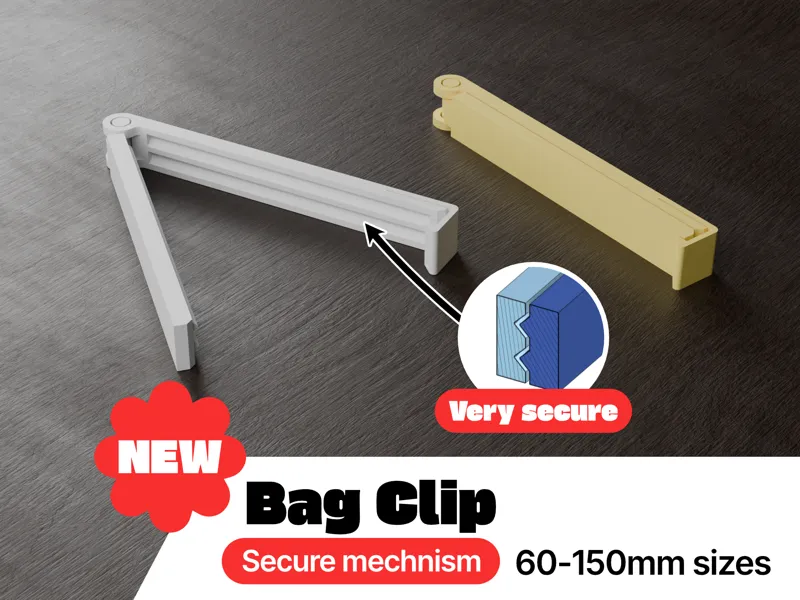 Secure Bag Clip Print In Place  / 60-180mm Sizes