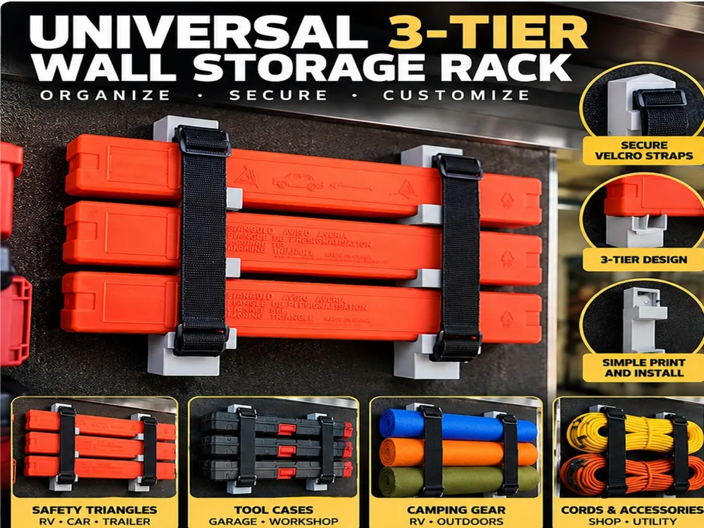 Printmaking Studio Tool Rack Universal 3Tier Storage Rack Organizer Parametric - Free 3D Print Model ...