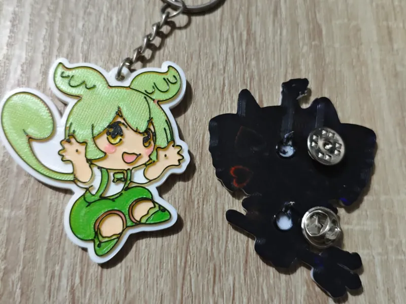 Zundamon keychain and pin badge