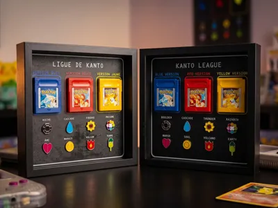 Pokémon GEN 1 Display Frame: Games & 3D Badges
