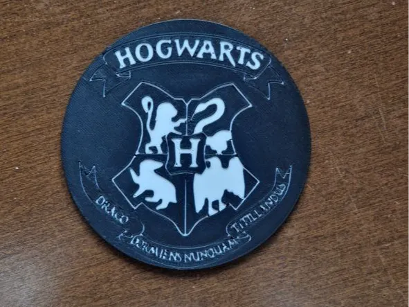 Hogwarts logo engraved coaster