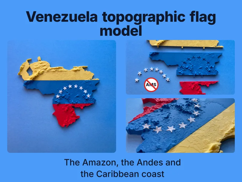 Venezuela topgraphy flag model Republica 