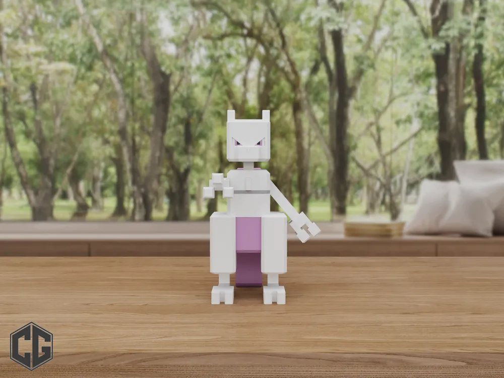 Mewtwo Pokemon Voxel Multipart - Free 3D Print Model - MakerWorld