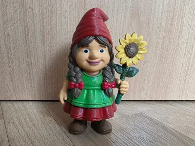 Garden Gnome Girl with Sunflower