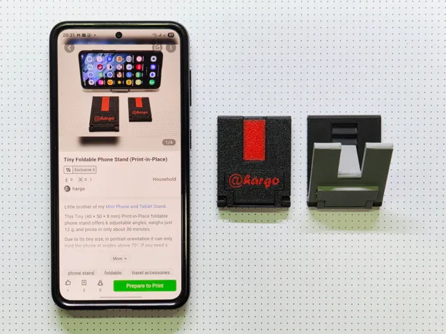 Tiny Foldable Phone Stand (Print-in-Place)