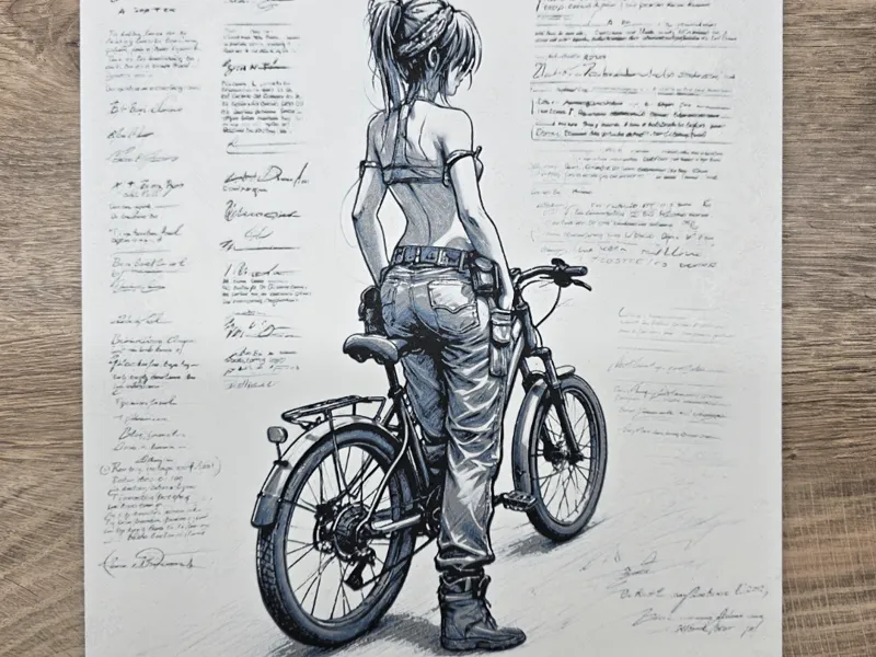 Girl mit Fahrrad - Hueforge