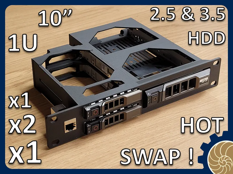 10 inch Rack 1U: 2x 2.5" + 1x 3.5" + 1 keystone
