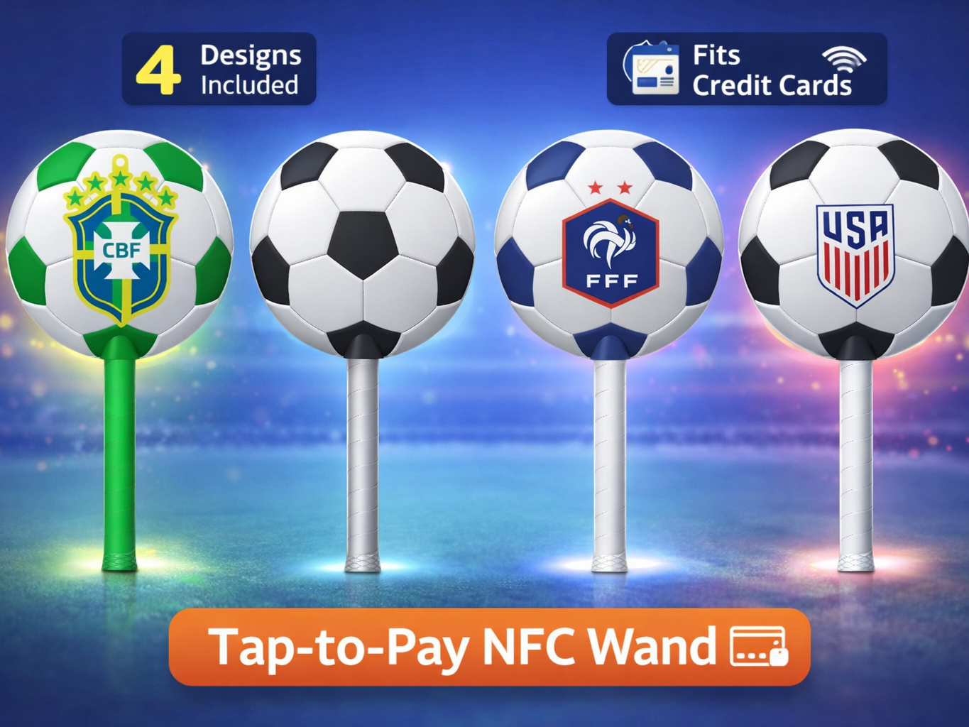 Tap-to-Pay Soccer Ball Wands World Cup credit card