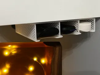 Shelf/holder/drawer for remotes with hexagon walls