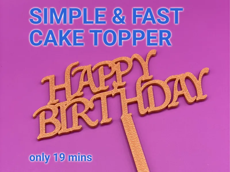 Happy Birthday Cake Topper – Elegant Font