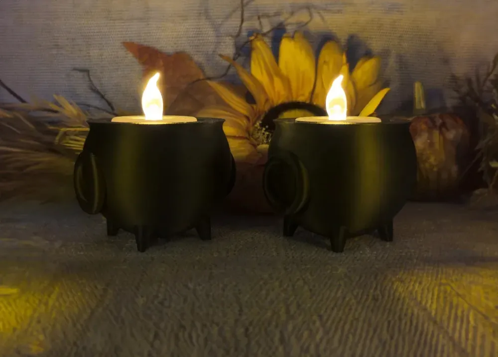 Cauldron Tea light Holder by DeBeard MakerWorld: Download Free 3D Models