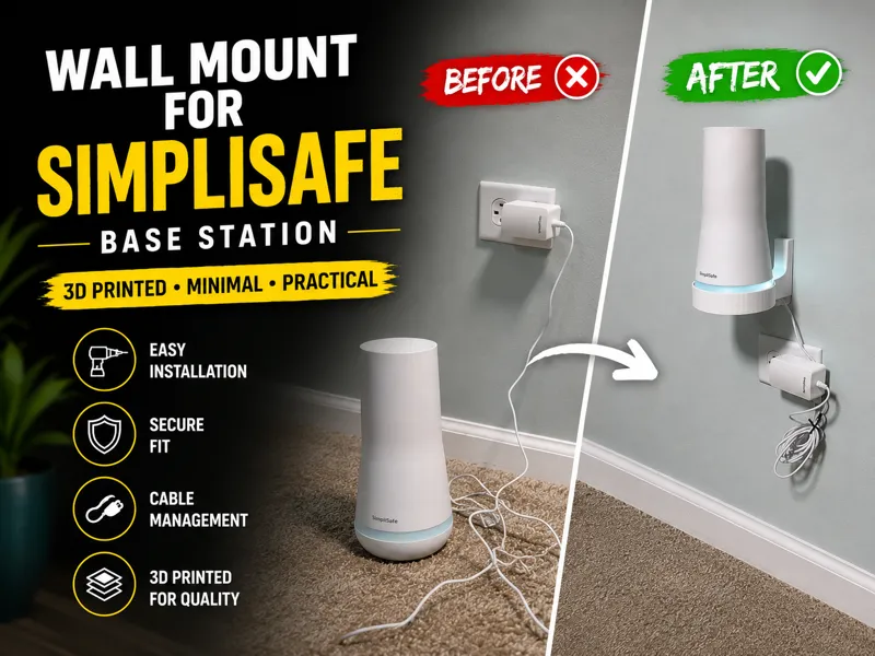 Minimal Wall Mount for SimpliSafe Base Station