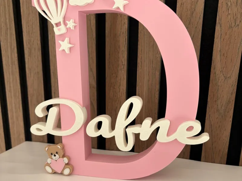 Scritta Dafne + orsetto e mongolfiera 