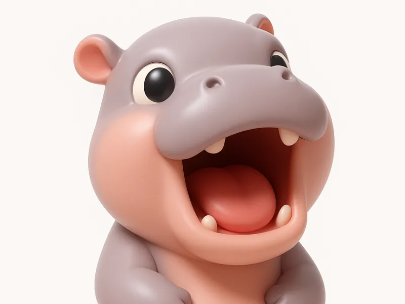 baby cute hippo happy