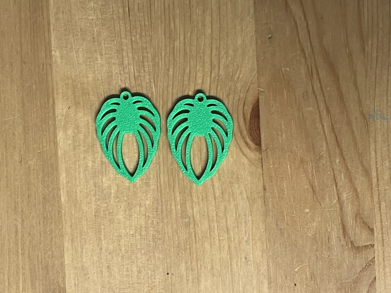 green leaf earrings view 2